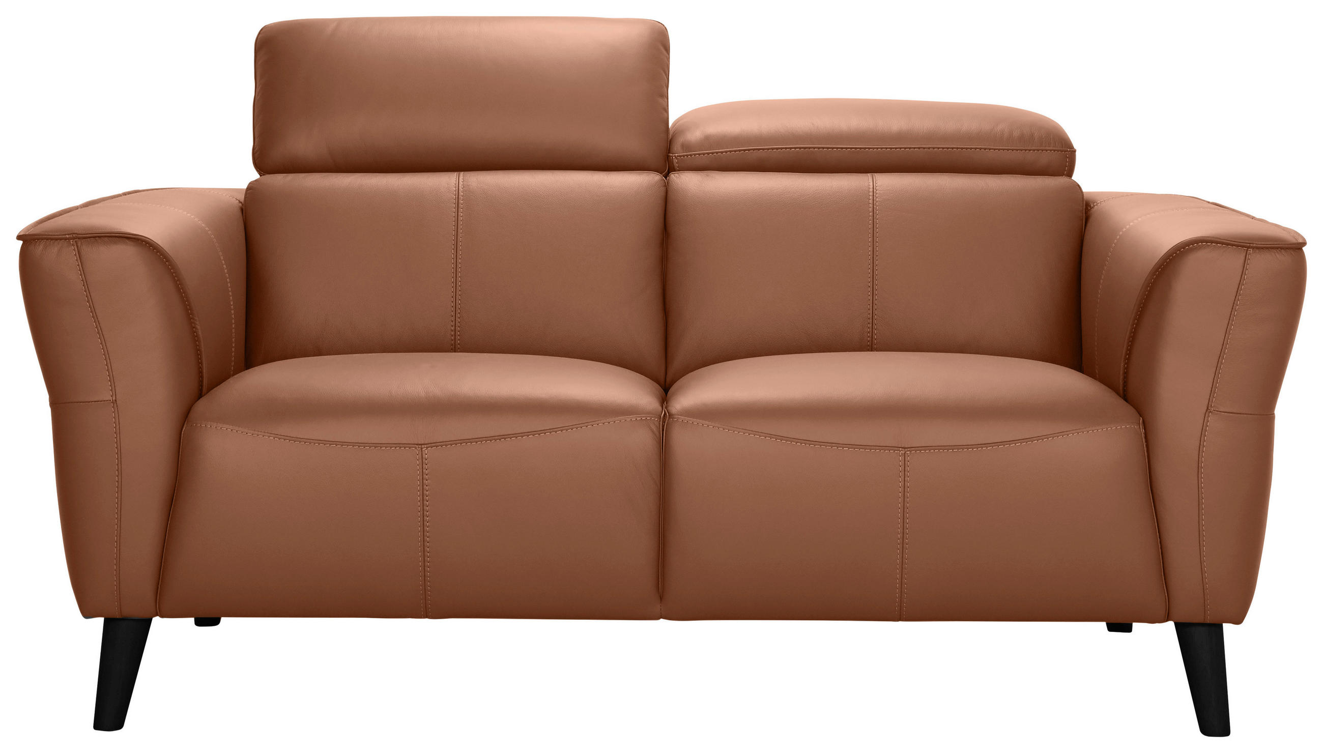 2-SITZER-SOFA Cognac Echtleder  - Cognac/Schwarz, KONVENTIONELL, Leder/Holz (164/92,5/96,5cm) - P & B