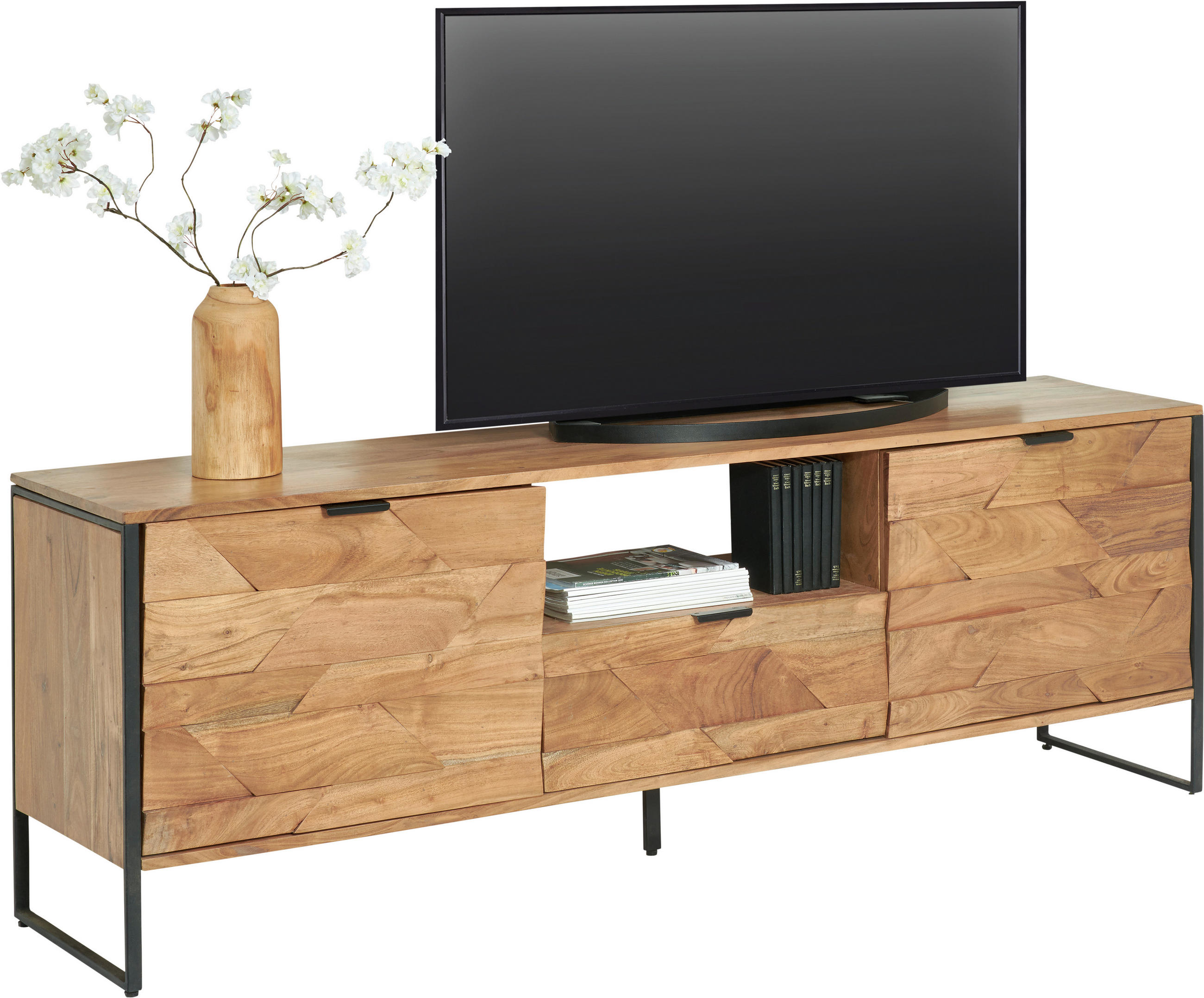 TV-BÄNK  175/60/40 cm 1 låda(or) modellutbud, stående, handgjord, möbler i samma serie finns att köpa till  - svart/akaciefärgad, Trend, metall/trä (175/60/40cm) - Ambia Home