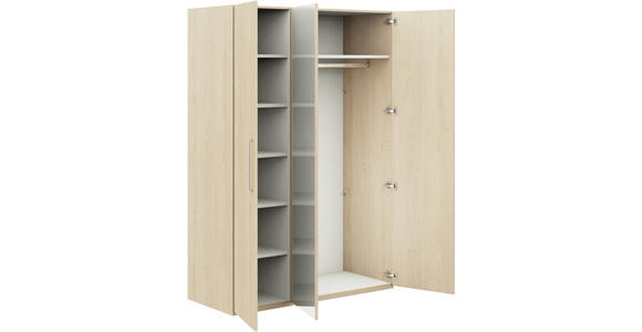 KLEIDERSCHRANK 3-türig Eichefarben  - Edelstahlfarben/Eichefarben, Design, Glas/Holzwerkstoff (151,3/213,6/59,3cm) - Cantus