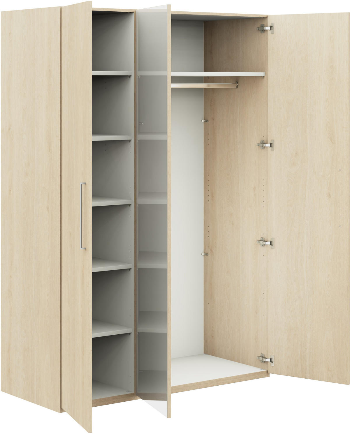 KLEIDERSCHRANK in Eichefarben  - Edelstahlfarben/Eichefarben, Design, Glas/Holzwerkstoff (151,3/213,6/59,3cm) - Cantus