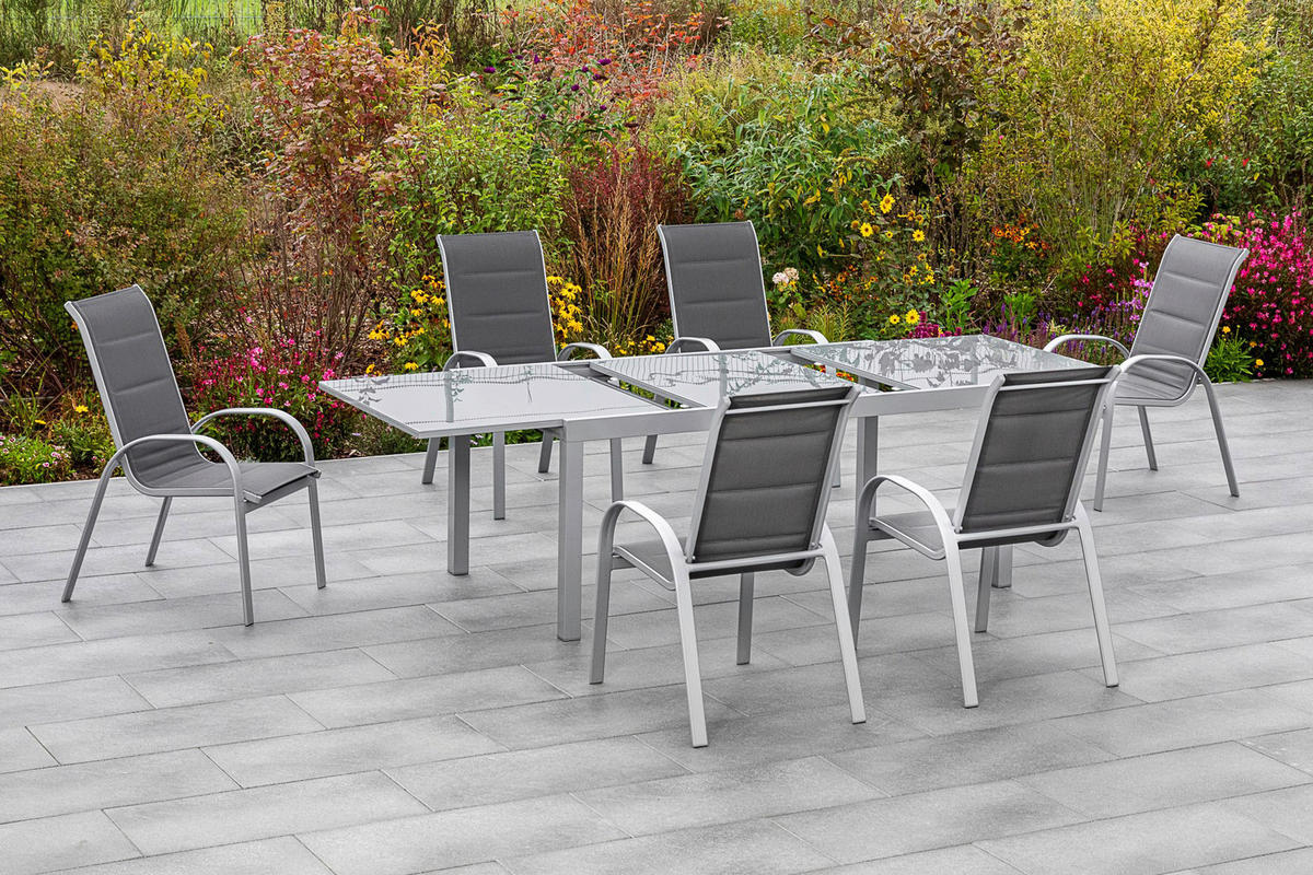 GARTENSET Webstoff Aluminium  - Anthrazit/Silberfarben, KONVENTIONELL, Glas/Textil - Gardenson