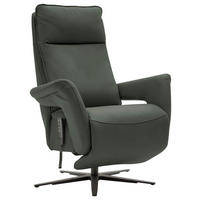 RELAXSESSEL in Leder Dunkelgrün  - Dunkelgrün/Schwarz, Design, Leder/Metall (83/116/87cm) - Valdera