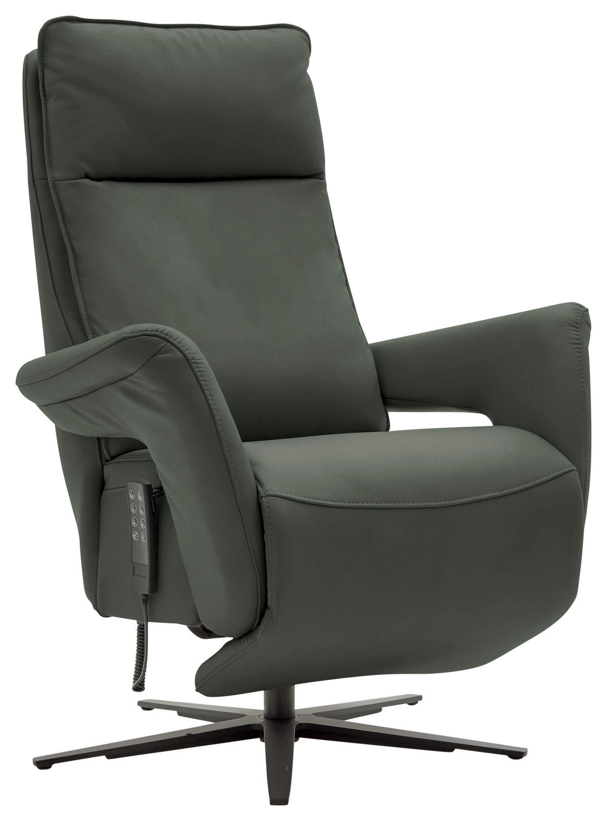 RELAXSESSEL in Leder Dunkelgrün  - Dunkelgrün/Schwarz, Design, Leder/Metall (83/116/87cm) - Valdera