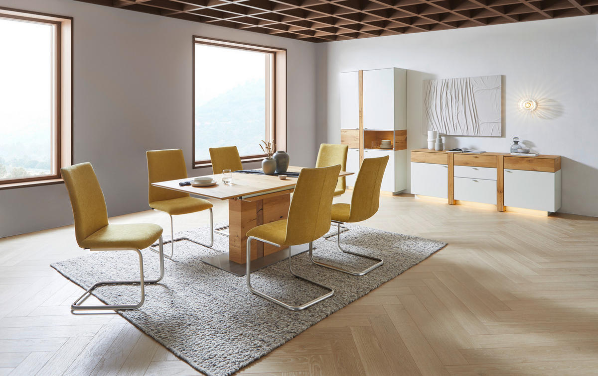 ESSTISCH Eiche furniert rechteckig Eichefarben, Edelstahlfarben  - Edelstahlfarben/Eichefarben, Design, Holz/Metall (170/100/75cm) - Venjakob