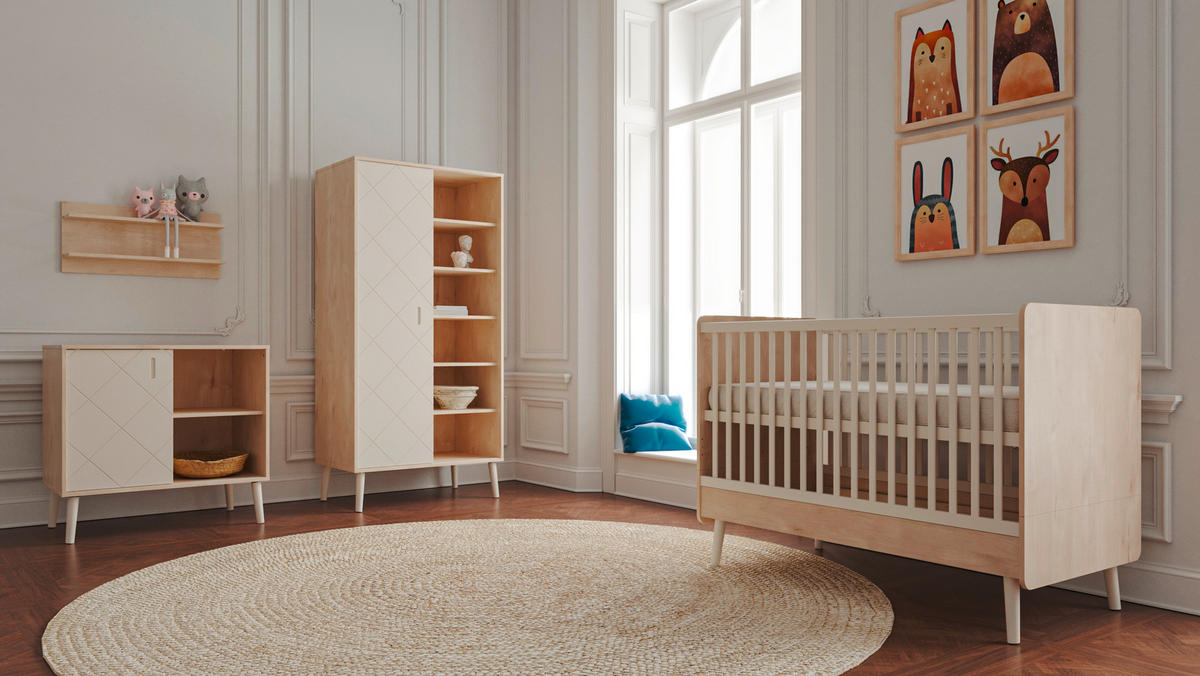 BABYKLEIDERSCHRANK Peak Natural  - Naturfarben/Weiß, Basics, Holz/Holzwerkstoff (96/196/58cm)