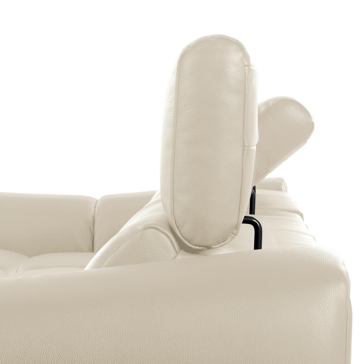ECKSOFA 177/274 cm AVEIRO in Echtleder Creme Bettkasten, Kopfteilverstellung, Sitzvorzug  177/274 cm  - Creme/Schwarz, Design, Leder/Kunststoff (177/274cm) - Livetastic