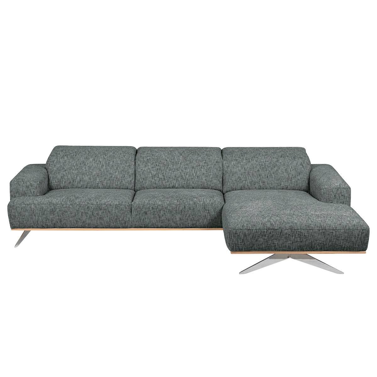 ECKSOFA PORTLAND Anthrazit Struktur Kopfteilverstellung  - Chromfarben/Anthrazit, Design, Holz/Textil (295/187cm) - Livetastic