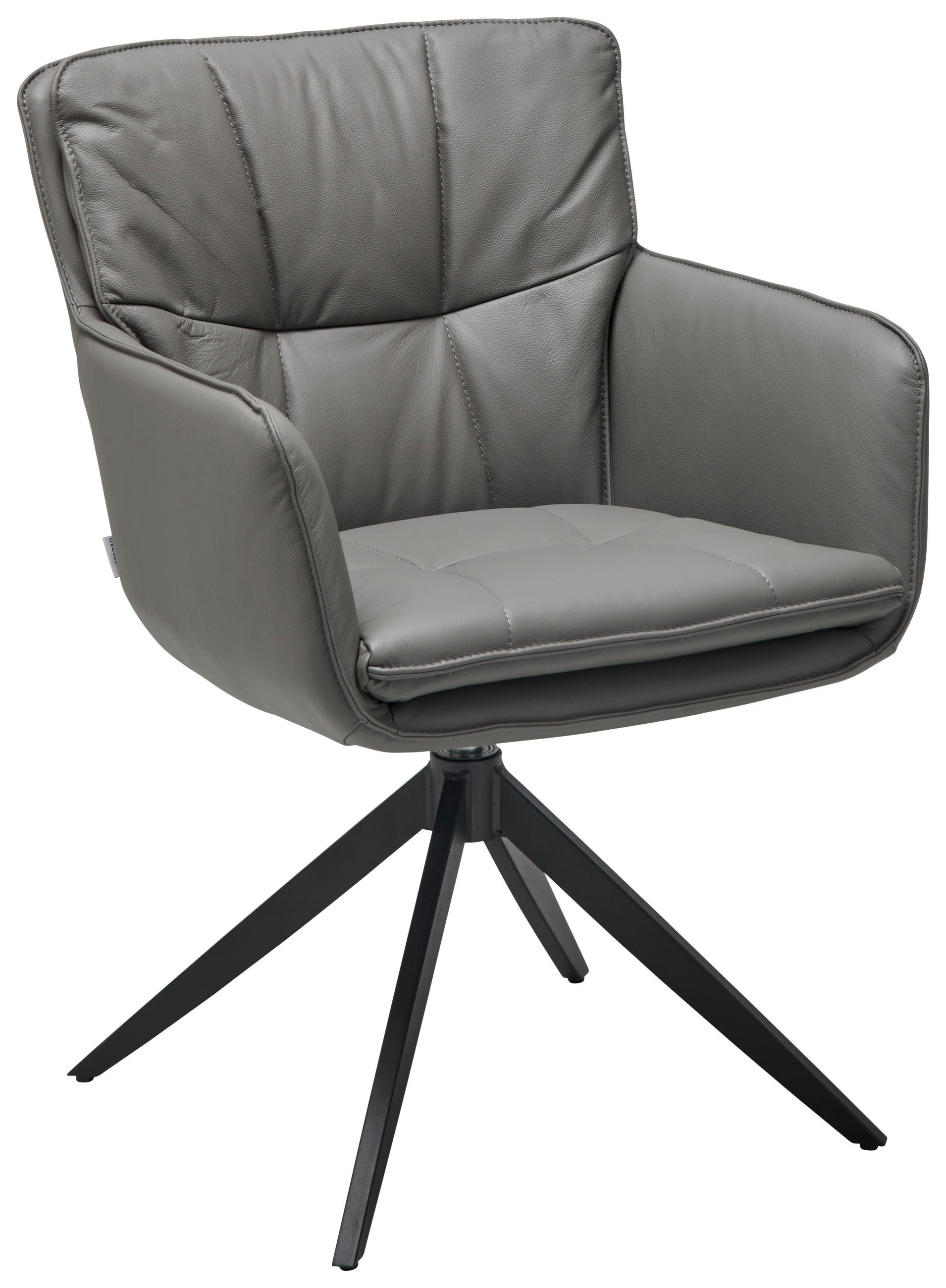 Livetastic Armlehnstuhl Echtleder Dunkelgrau 59x87x64.5 cm