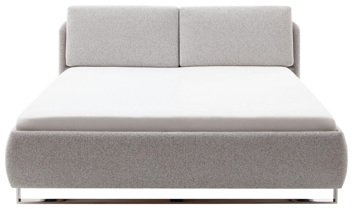 POLSTERBETT 140/200 cm,  in Hellgrau,  - Chromfarben/Hellgrau, Design, Textil/Metall (140/200cm) - Esposa