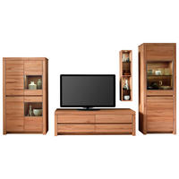 WOHNWAND  in Kernbuche  377,3/200,8/51,7 cm  - Kernbuche, Natur, Glas/Holz (377,3/200,8/51,7cm) - Valdera