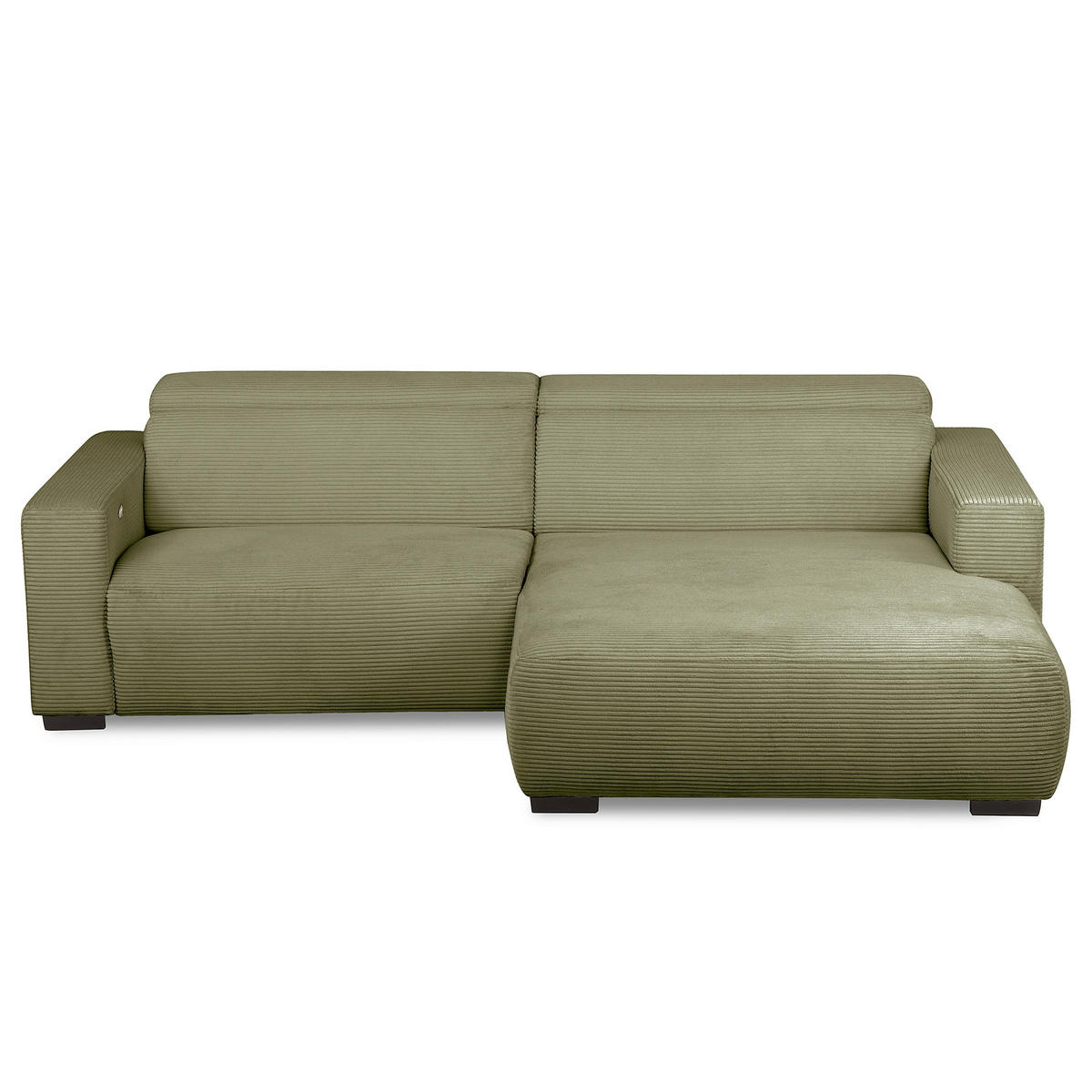 ECKSOFA RENO Grün Cord Relaxfunktion, Kopfteilverstellung  - Schwarz/Grün, Design, Kunststoff/Textil (248/184cm) - Livetastic