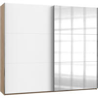 SCHWEBETÜRENSCHRANK in Weiss, Eichefarben  - Chromfarben/Weiss, Modern, Holzwerkstoff (250/216/65cm) - MID.YOU