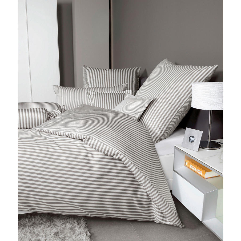 Thumbnail - Janine Wendebettwäsche Giorgio, Weiß, Braun, Textil, Streifen, 135x200 cm, Textiles Vertrauen - Oeko-Tex®, schadstoffgep...