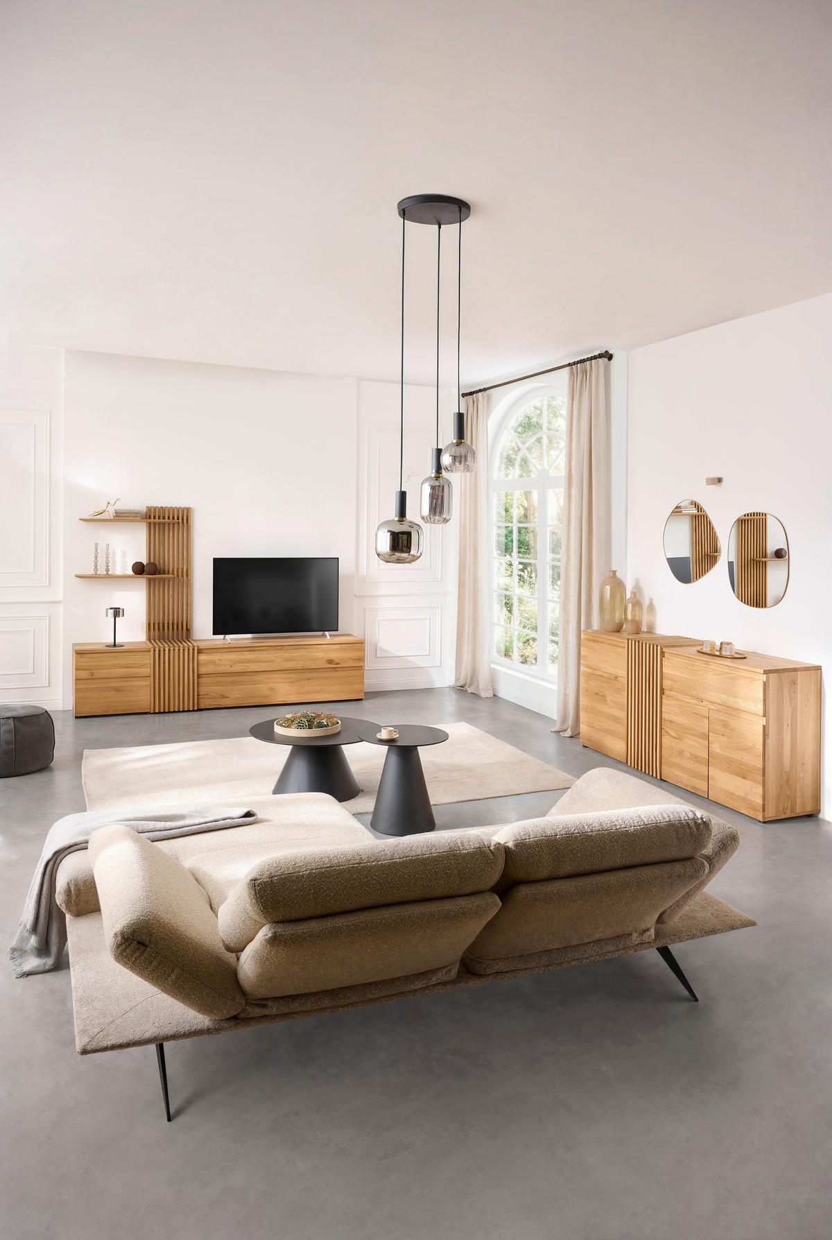 WOHNWAND  in Eichefarben  248,8/175,3/44 cm    - Eichefarben, Natur, Holz (248,8/175,3/44cm) - Linea Natura
