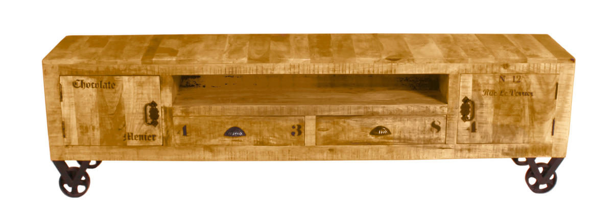 LOWBOARD  200/55/40 cm 2 Schublade(n)  - Schwarz/Naturfarben, Design, Holz/Metall (200/55/40cm) - MID.YOU