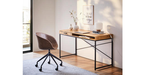 SCHREIBTISCH 140/58/76 cm  in Wildeiche  - Wildeiche/Schwarz, MODERN, Holzwerkstoff/Metall (140/58/76cm) - Carryhome
