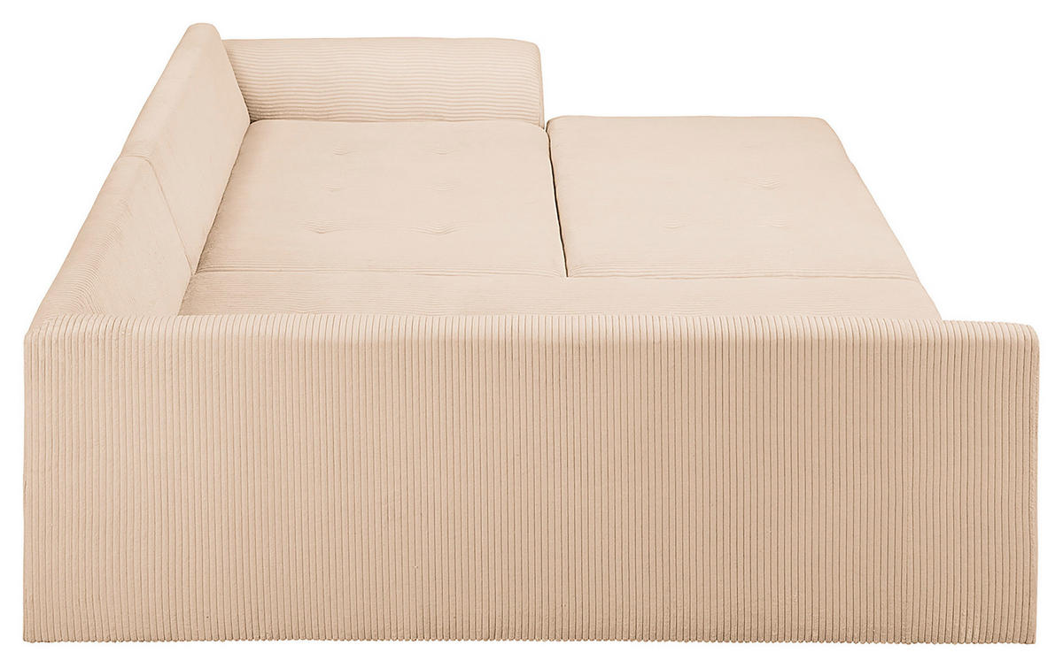 ECKSOFA inkl. Hocker Ariella Creme Cord  - Creme/Naturfarben, Design, Holz/Textil (161/231cm) - Livetastic