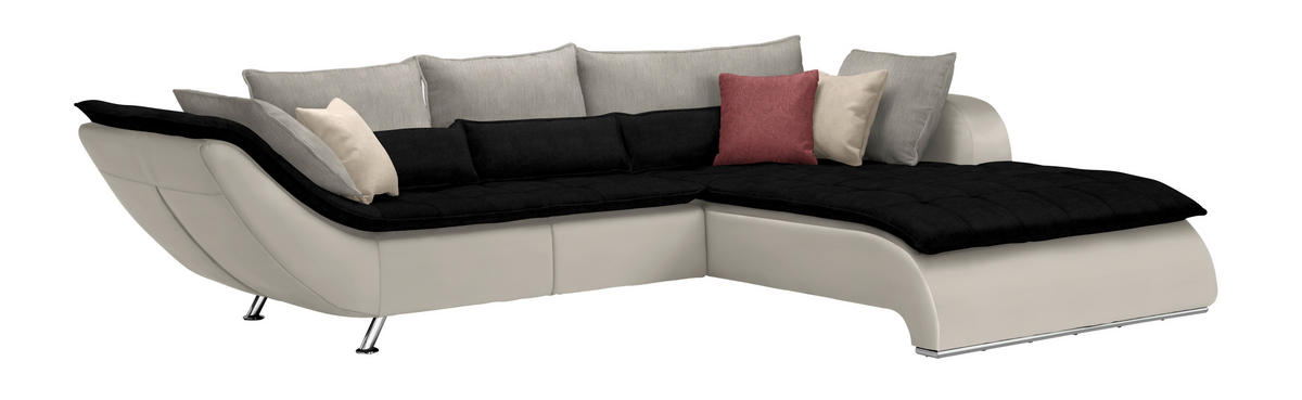 SOFFA i textil svart, vit, ljusgrå  - vit/kromfärg, Design, metall/textil (300/220cm) - Livetastic