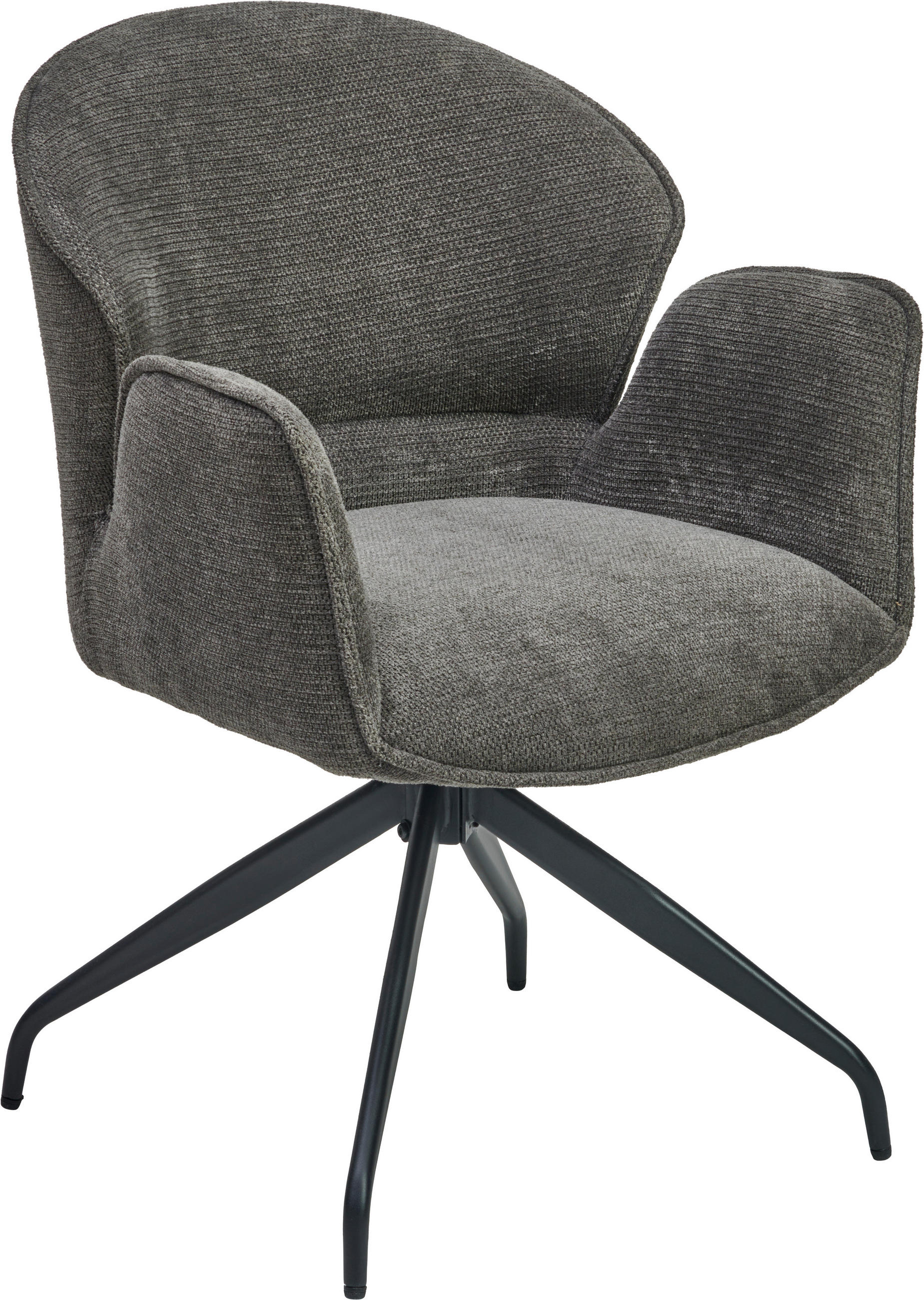 ARMLEHNSTUHL  Sitzfläche 360° drehbar Webstoff  - Schwarz, MODERN, Holz/Textil (60/86/61cm) - MID.YOU