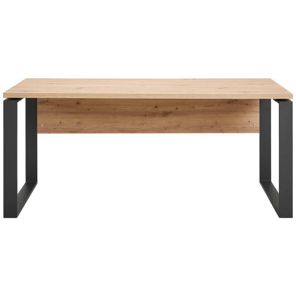 Thumbnail - Carryhome Schreibtisch, Eiche Artisan, Holzwerkstoff, rechteckig, Kufe, 80x75x140 cm, ISO 9001, Fsc, Arbeitszimmer, Schr...
