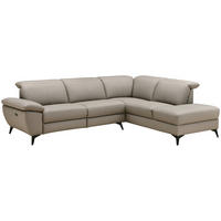 KOTNA SEDEŽNA GARNITURA, videz usnja pravo usnje, kombinacija pravo usnje/videz usnja rjavosiva  - rjavosiva/črna, Design, kovina/tekstil (274/222cm) - Xora