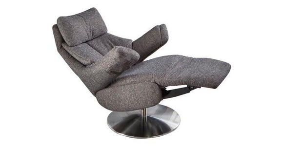 RELAXSESSEL MIT FUNKTION Chenille, Struktur Relaxfunktion    - Edelstahlfarben/Dunkelbraun, Design, Textil/Metall (88/112/86cm) - Cantus