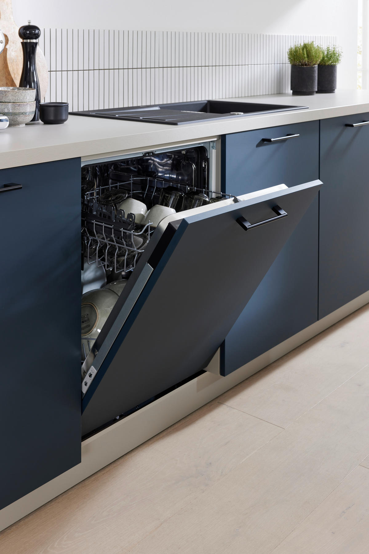 EINBAUKÜCHE   - Blau/Grau, Design, Holzwerkstoff - Novel