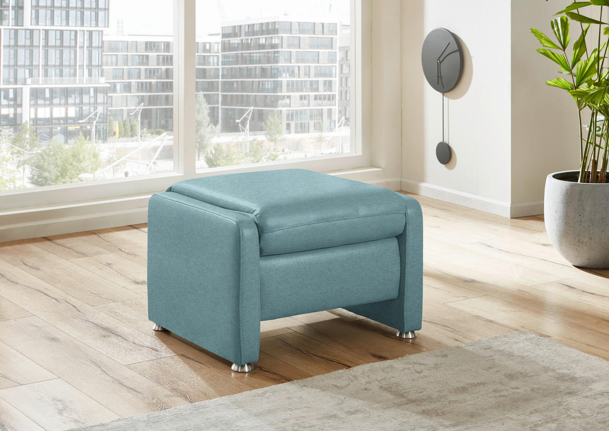 HOCKER in Textil Hellblau  - Alufarben/Hellblau, KONVENTIONELL, Textil/Metall (67/44/58cm) - Beldomo Comfort