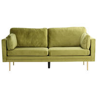 2-SITS SOFFA i metall, textil grön, guldfärgad  - grön/guldfärgad, Design, metall/textil (203/84/90cm) - Livetastic
