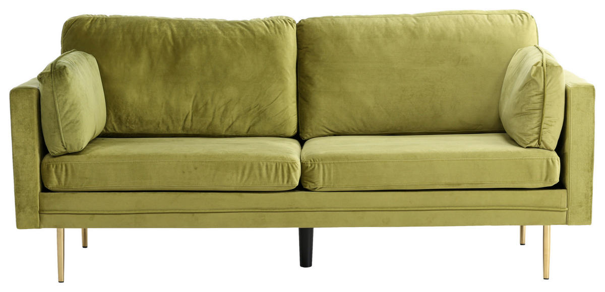 2-SITS SOFFA i metall, textil grön, guldfärgad  - grön/guldfärgad, Design, metall/textil (203/84/90cm) - Livetastic