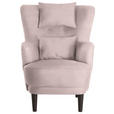 OHRENSESSEL in Flachgewebe Rosa  - Schwarz/Rosa, Design, Holz/Textil (81/106/90cm) - Carryhome