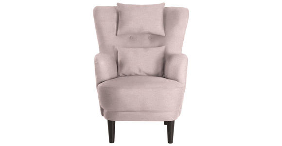 OHRENSESSEL in Flachgewebe Rosa - Schwarz/Rosa, Design, Holz/Textil (81/106/90cm) - Carryhome
