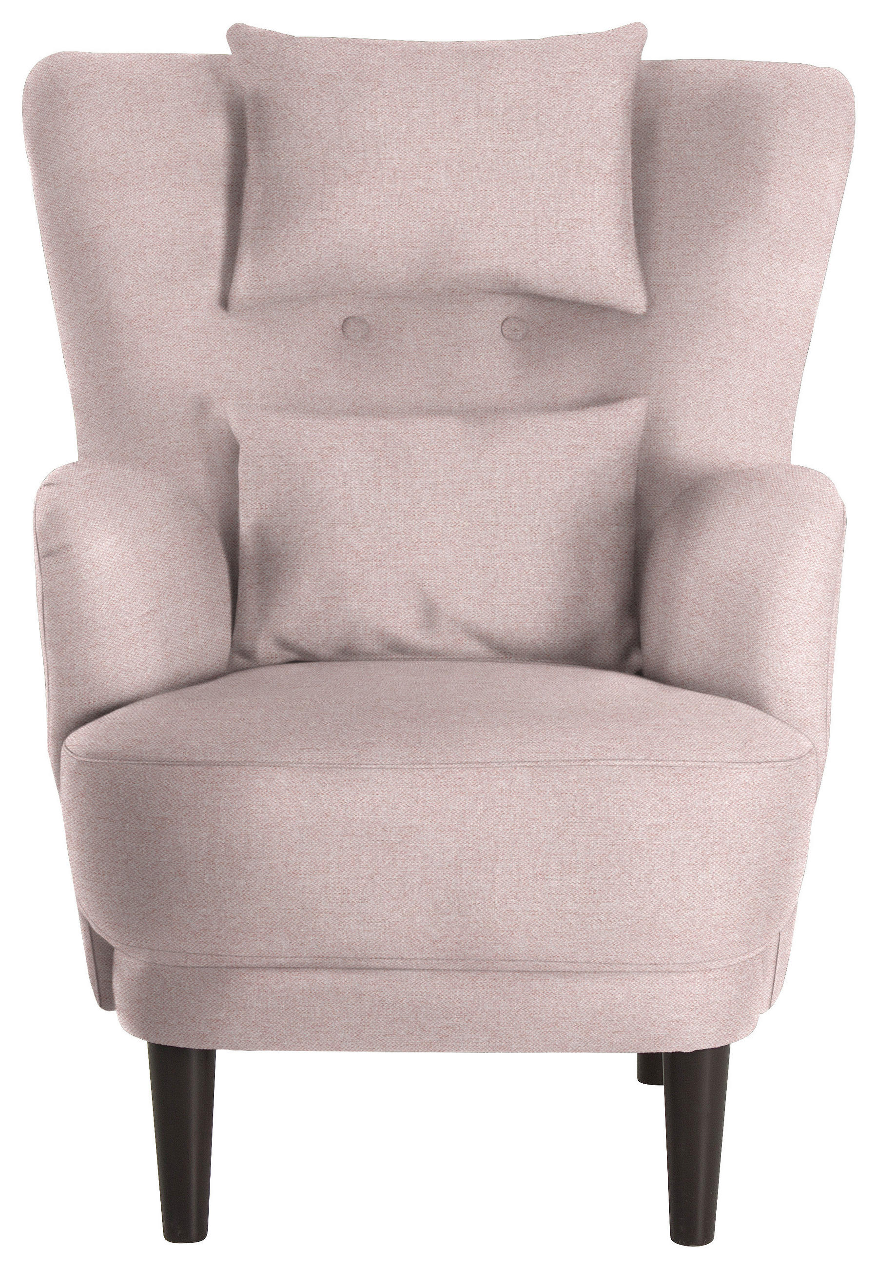 ÖRONLAPPSFÅTÖLJ i flatväv rosa  - svart/rosa, Design, trä/textil (81/106/90cm) - MID.YOU