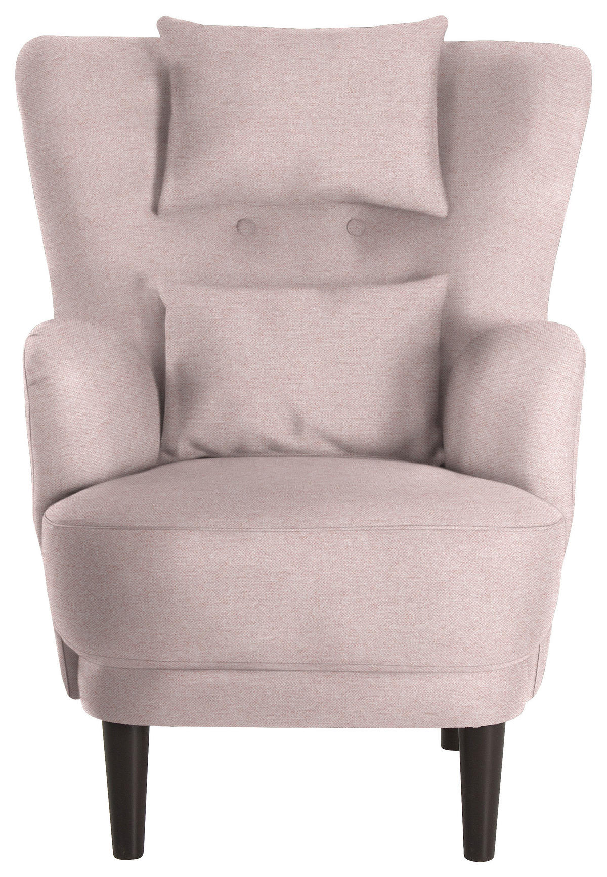 OHRENSESSEL in Flachgewebe Rosa  - Schwarz/Rosa, Design, Holz/Textil (81/106/90cm) - MID.YOU