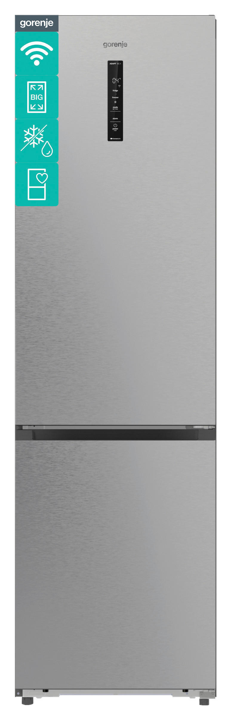 KÜHL-GEFRIER-KOMBINATION NRB620C61X4WFE  - Edelstahlfarben, Basics, Glas/Kunststoff (59,5/203/65,8cm) - Gorenje