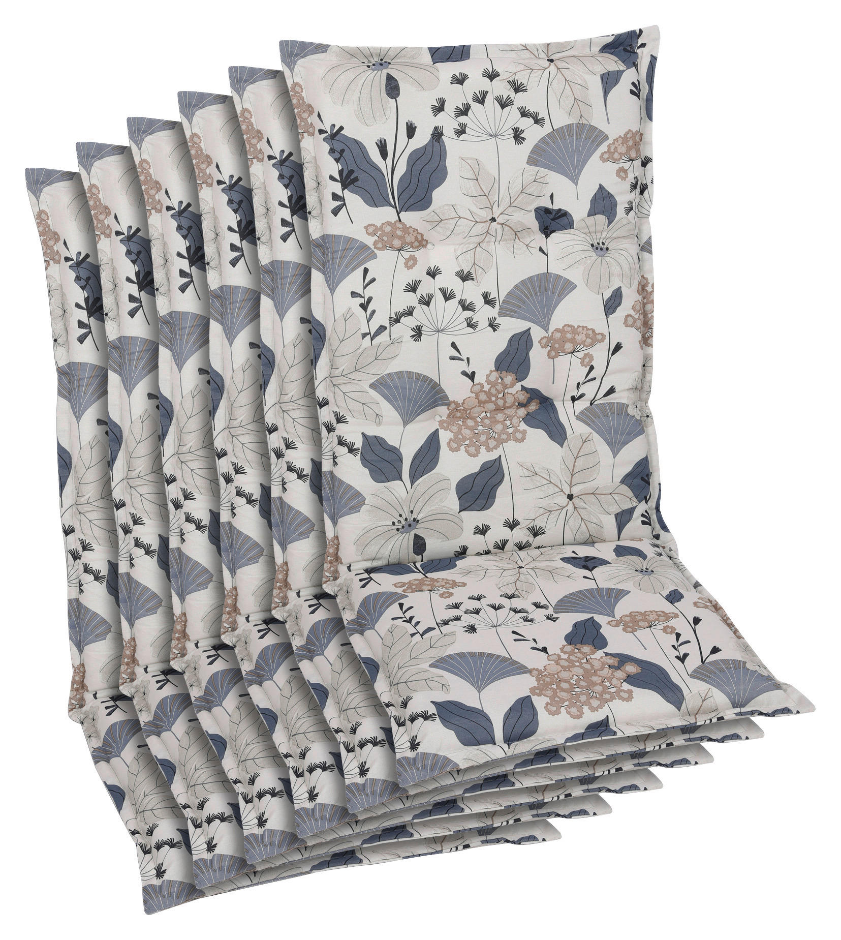 SESSELAUFLAGENSET Floral  - Blau/Beige, Basics, Textil (50/6/120cm)