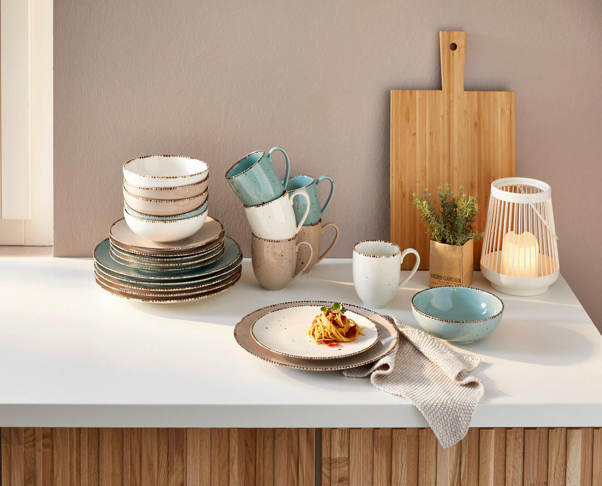 KOMBI SERVIS    24-dijelni   Urban Life  - bijela/tirkizna, Design, keramika - Landscape