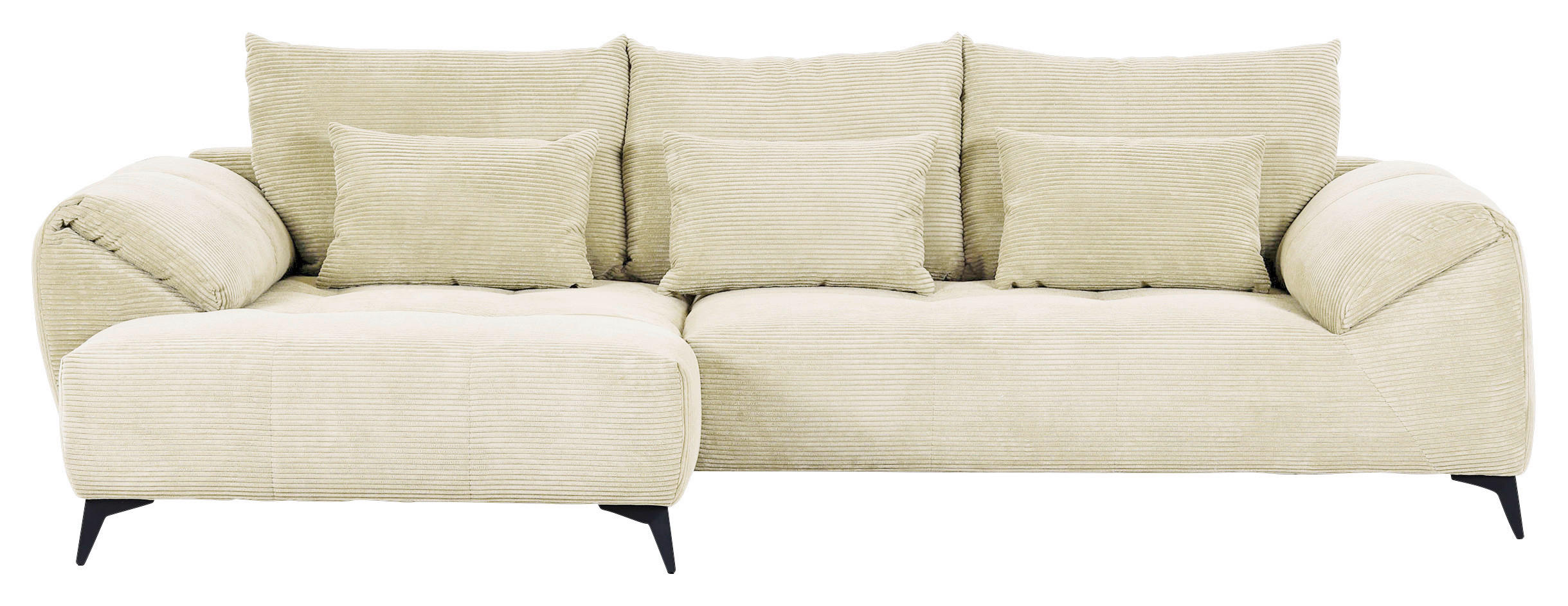 ECKSOFA in Cord Naturfarben  176/311 cm  - Schwarz/Naturfarben, KONVENTIONELL, Textil/Metall (176/311cm) - Carryhome
