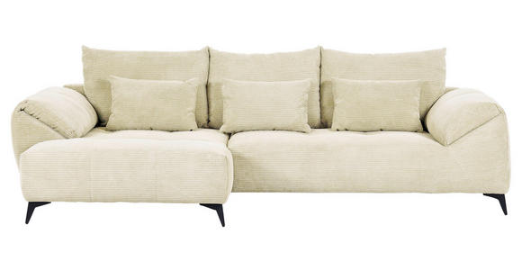 ECKSOFA  in Cord Naturfarben  176/311 cm  - Schwarz/Naturfarben, KONVENTIONELL, Textil/Metall (176/311cm) - Carryhome