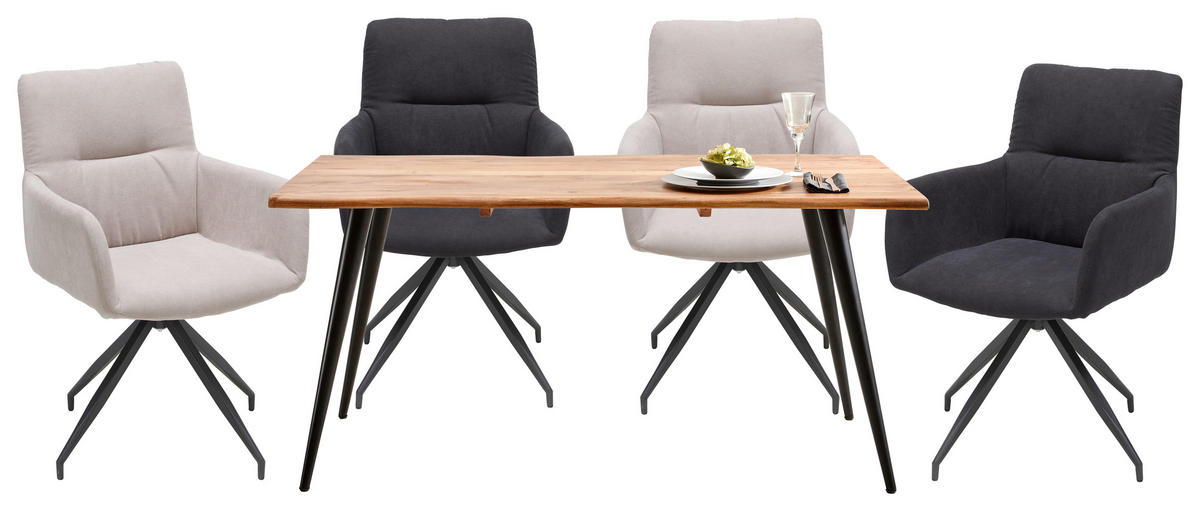 ESSTISCH in Holz, Metall 160/90/76 cm  - Schwarz/Akaziefarben, Natur, Holz/Metall (160/90/76cm) - Carryhome