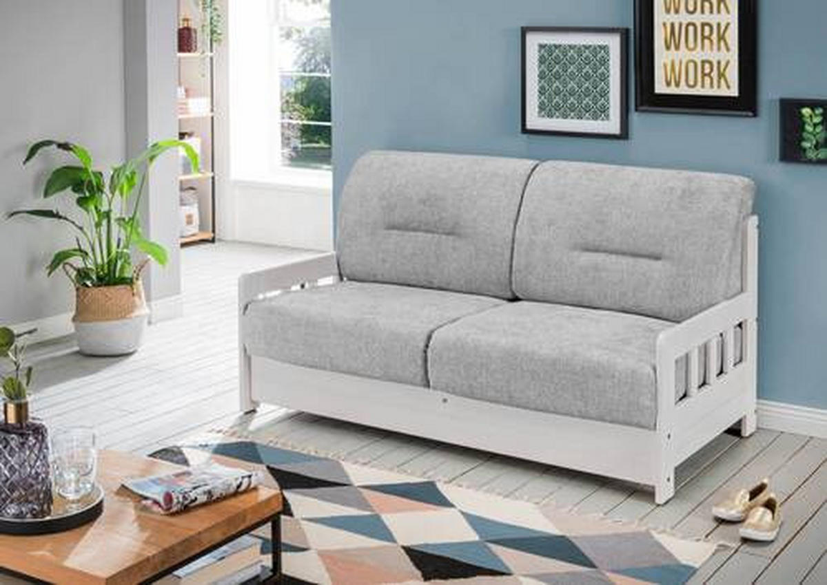 SCHLAFSOFA in Textil Grau, Weiss  - Weiss/Grau, Lifestyle, Holz/Textil (154/88/90cm) - Livetastic