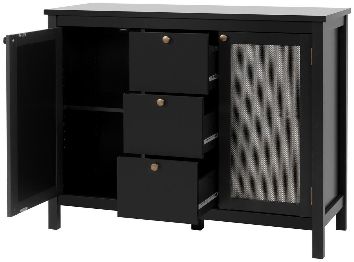 KOMMODE  in 110/90/40 cm  - Messingfarben/Schwarz, Trend, Holzwerkstoff/Metall (110/90/40cm) - MID.YOU