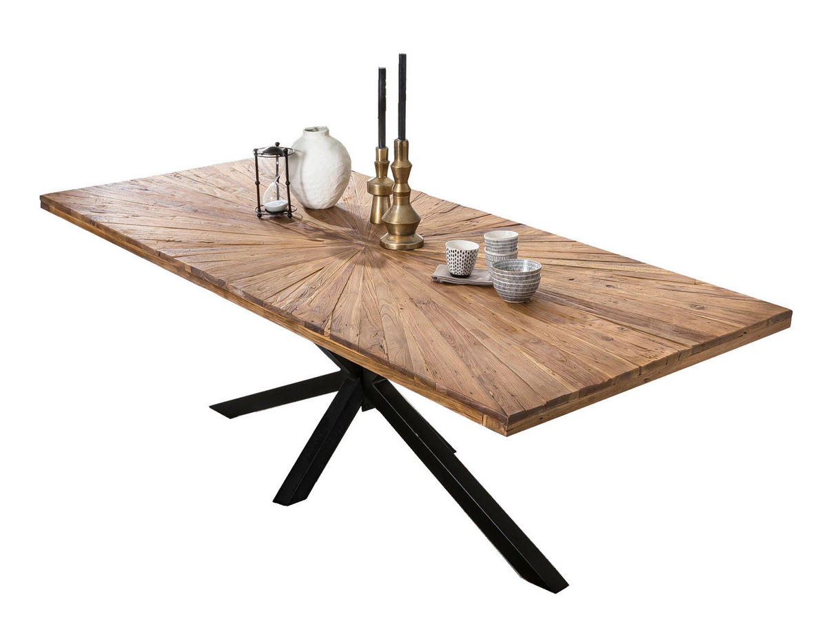 ESSTISCH 180/100/79 cm Echtholz  Holz, Metall rechteckig Naturfarben, Schwarz  - Schwarz/Naturfarben, MODERN, Holz/Metall (180/100/79cm) - MID.YOU