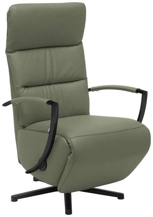 RELAXSESSEL in Leder Grün  - Schwarz/Grün, Design, Leder/Metall (64/112/80cm) - Cantus