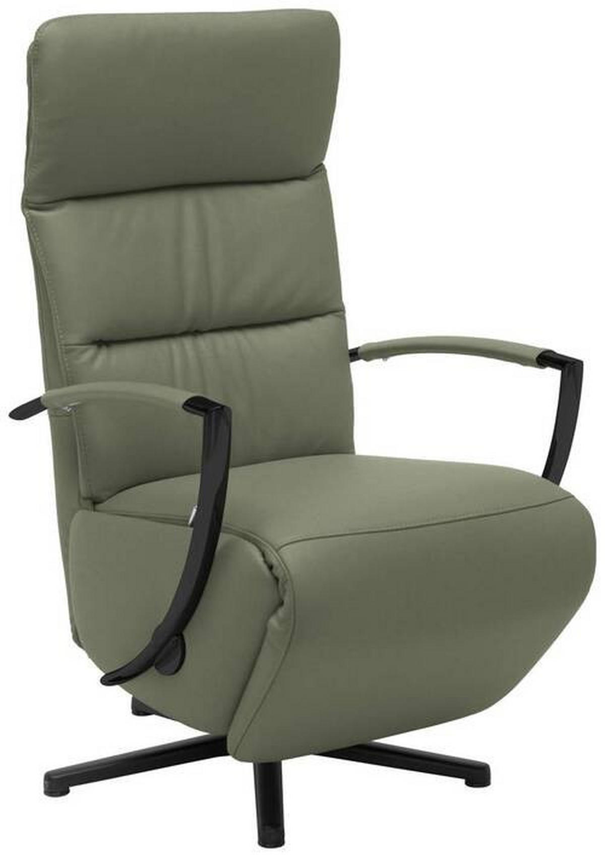 RELAXSESSEL in Leder Grün  - Schwarz/Grün, Design, Leder/Metall (64/112/80cm) - Cantus