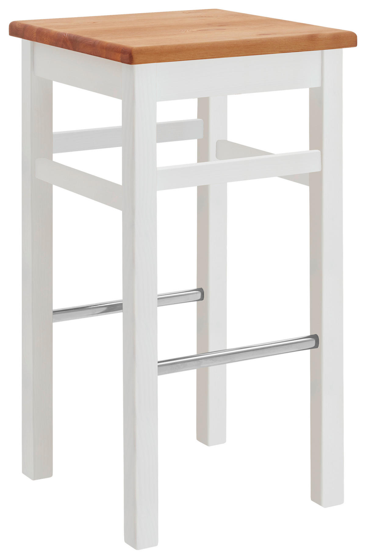 BARHOCKER Weiß, Laugenfarbig Kiefer massiv  - Laugenfarbig/Weiß, ROMANTIK / LANDHAUS, Holz (41/74,5/41cm) - Boxxx