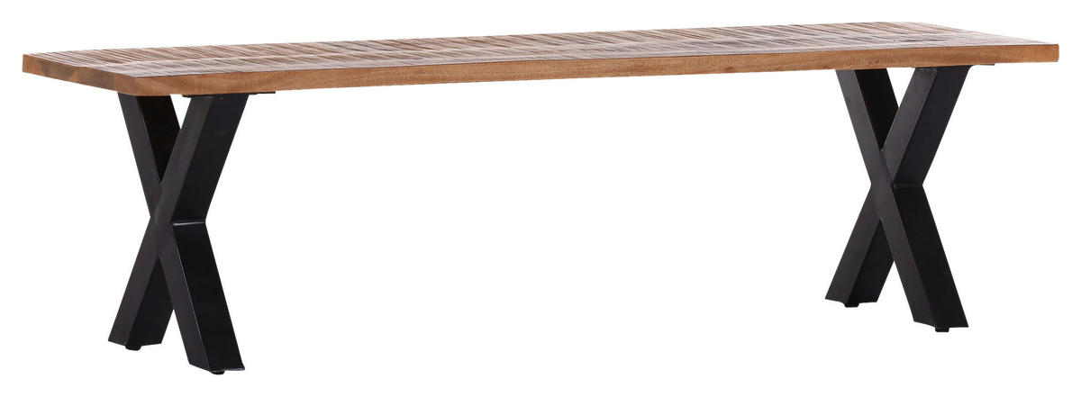 SITZBANK 160/45/40 cm Naturfarben Mangoholz massiv Metall  - Schwarz/Naturfarben, LIFESTYLE, Holz/Metall (160/45/40cm) - Landscape