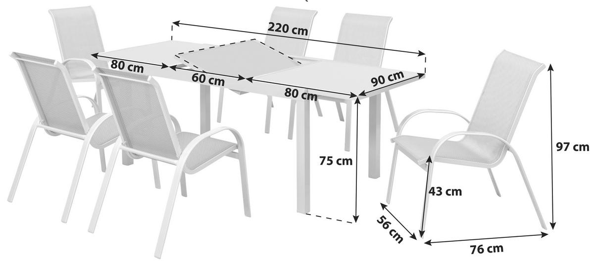VRTNA GARNITURA Amalfi  aluminij  črna, srebrne barve  črna, srebrne barve    - srebrne barve/črna, Romantika, kovina/steklo - Gardenson