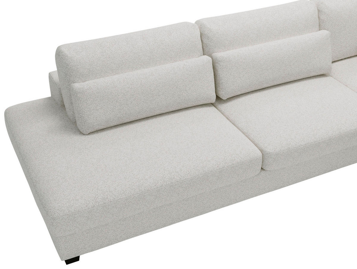 ECKSOFA in Plüsch, Bouclé Beige  - Beige/Schwarz, Design, Kunststoff/Textil (332/244cm) - Livetastic