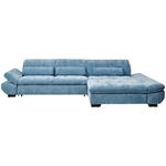 ECKSOFA in Flachgewebe Pastellblau  341/204 cm  - Pastellblau/Schwarz, Design, Textil/Metall (341/204cm) - Xora